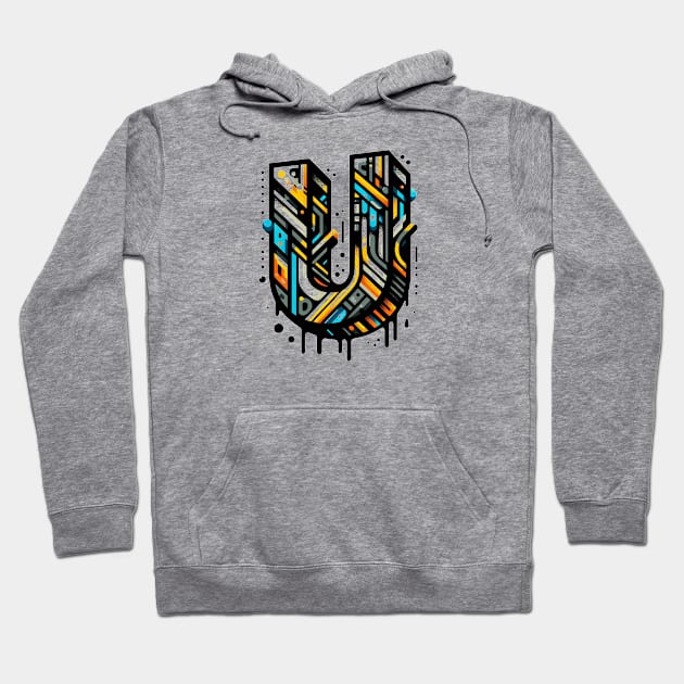 Letter U design graffity style Hoodie by grappict